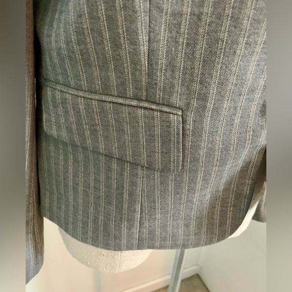 WORTHINGTON Neutral Pinstripe Blazer Career Office Grey Brown NWT Sz 12 - Picture 6 of 15